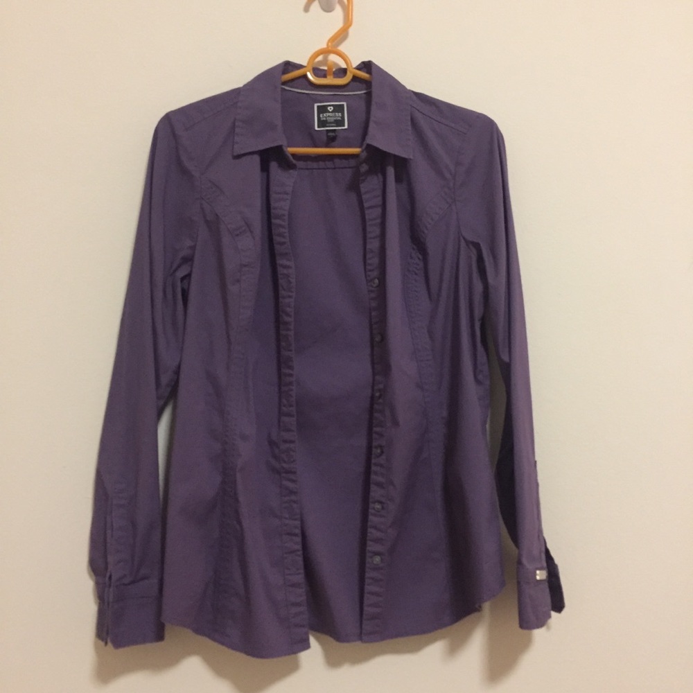 Express wrinkle free slim waist work shirt
